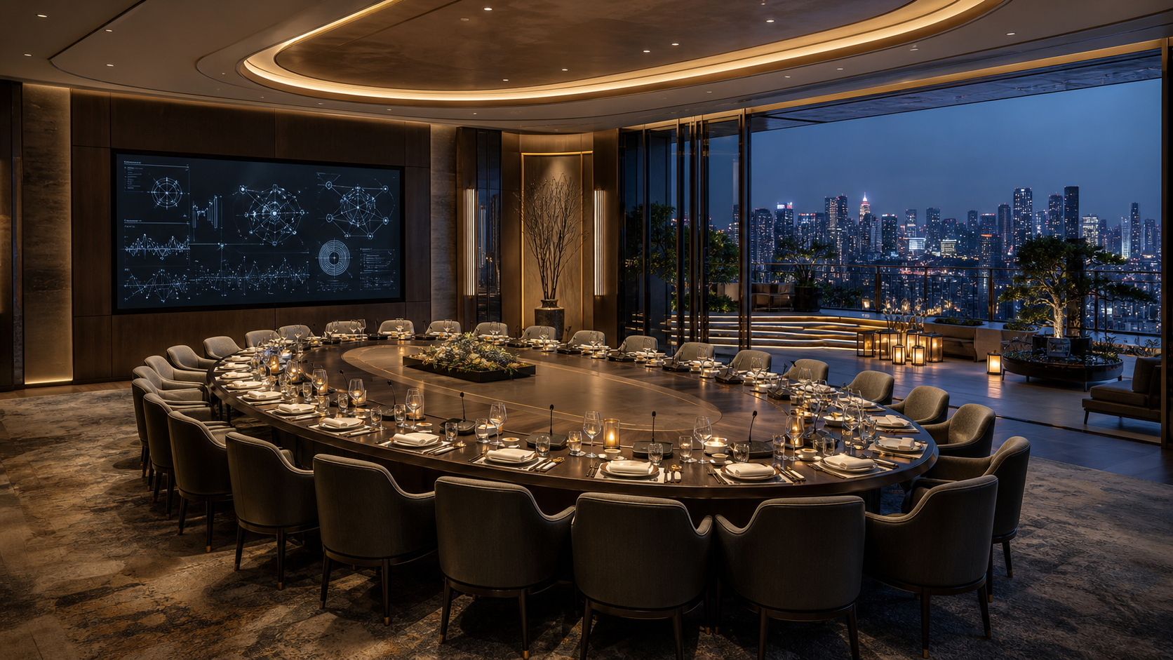 Concept rendering of a private finance roundtable and dinner